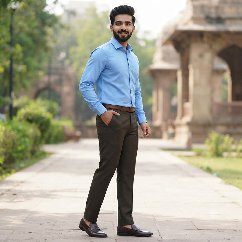 Trouser Fabric Raymond TR Plain Color Tan Brown