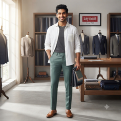Trouser Fabric Raymond TR Plain Color Emerald Green