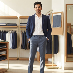 Trouser Fabric Raymond TR Plain Color Pigeon Blue