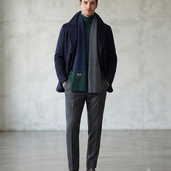 Raymond 100% Fine Pure Wool Scarf Colour Grey, Green N Blue