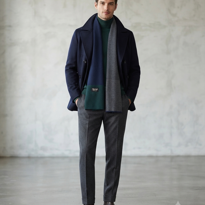 Raymond 100% Fine Pure Wool Muffler Colour Grey, Green N Blue