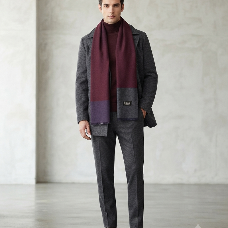 Raymond 100% Fine Pure Wool Muffler Colour Purple, Blue, Grey N Burgundy