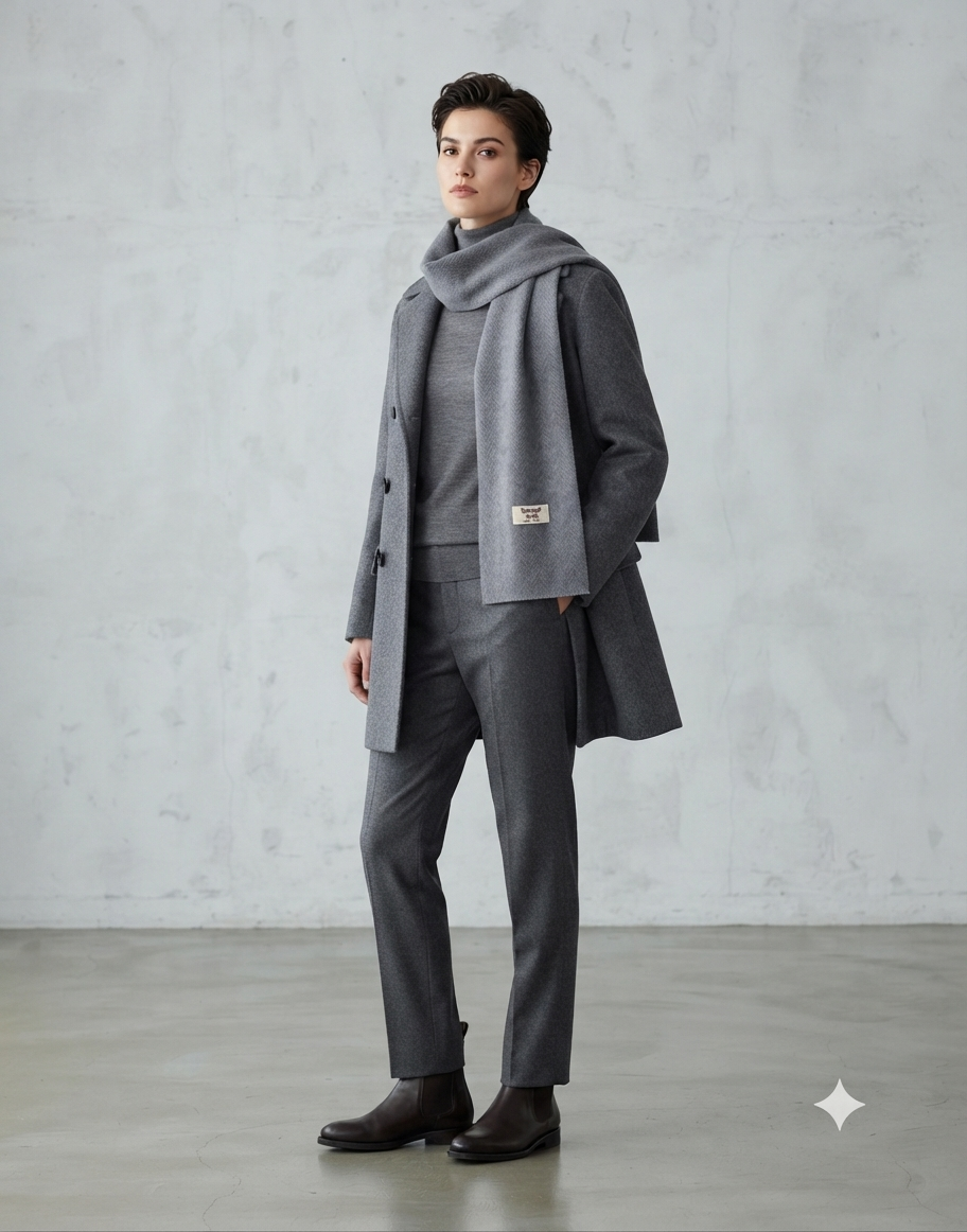 Raymond 100% Fine Pure Wool Scarf Colour Grey