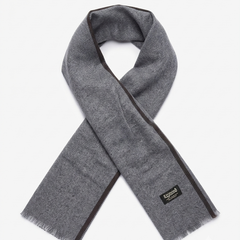 Raymond 100% Fine Pure Wool Muffler Colour Grey With Brown Border