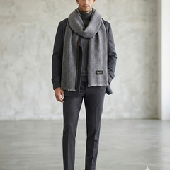 Raymond 100% Fine Pure Wool Muffler Colour Grey With Brown Border