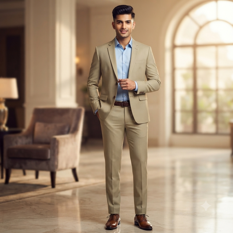 Suit Fabric Siyaram PV Herrinbone Color Light Brown