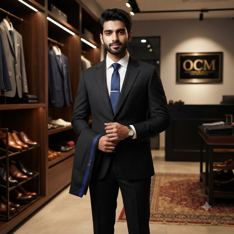 Suit Fabric OCM Wool Blended Lining Color Black