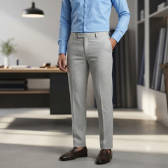 Trouser Fabric Raymond Poly Cotton Stretchable Pin Check Colour Ash Grey