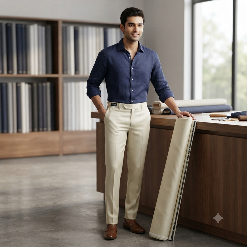 Trouser Fabric Raymond TR Plain Color Cream