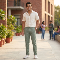Trouser Fabric Donear Premium 4Way Stretchable Plain Color Pista Green