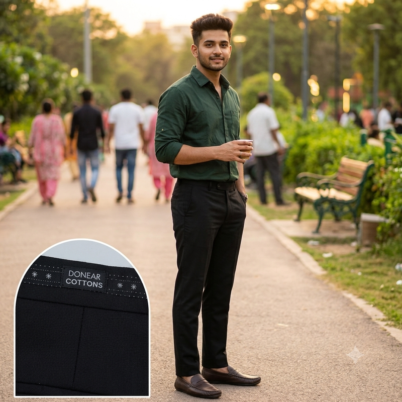 Trouser Fabric Donear Premium 4Way Stretchable Plain Color Black