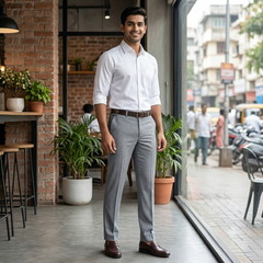 Trouser Fabric Donear 4Way Stretchable Premium Lining Color Silver Grey