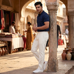 Trouser Fabric Donear Giza Cotton 2Ply Stretchable Plain Colour Off White