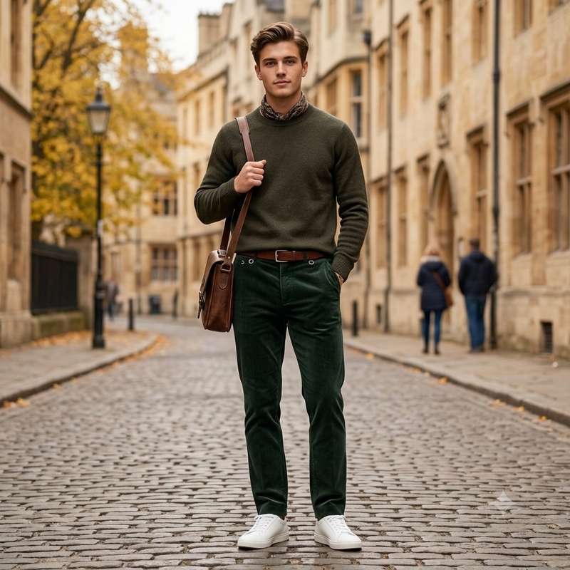 Arvind Cotton Stretch Corduroy Trouser Fabric Colour Seaweed Green