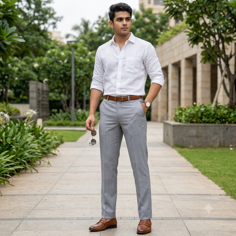 Trouser Fabric Donear Premium T/R Stretchable Pin Lining Colour Silver Grey