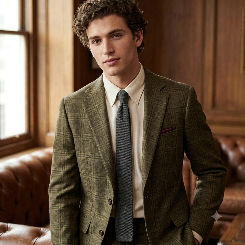 Tweed Blazer Fabric Reid N Taylor 100% Wool Broad Check Colour Golden Brown