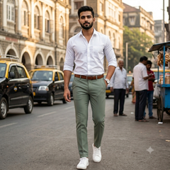 Trouser Fabric Siyaram Poly Cotton Thick N Rough Dobby Colour Laurel Green