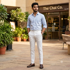 Trouser Fabric Siyaram Poly Cotton Thick N Rough Dobby Colour White