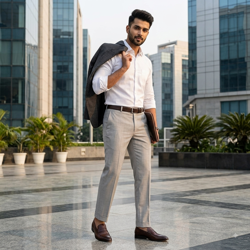 Trouser Fabric Raymond Poly Viscose Slub Colour Grey