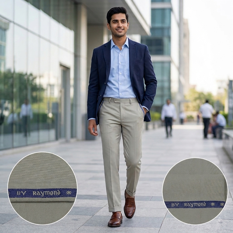 Trouser Fabric Raymond Poly Viscose Plain Colour Ash Fossil Brown