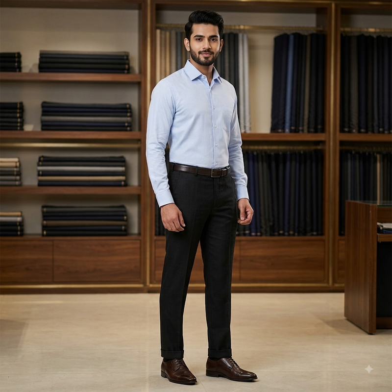 Trouser Fabric Siyaram Poly Viscose Check Colour Black