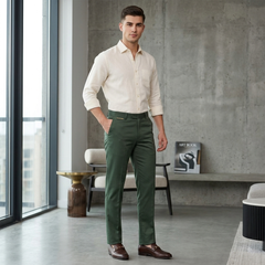 Trouser Fabric Donear Giza Cotton Stretchable Plain Colour Pine Green