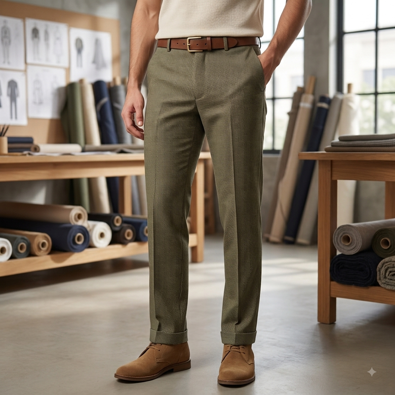 Trouser Fabric Donear Pure Cotton Self Textured Colour Tan Brown
