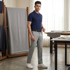Trouser Fabric Donear Pure Cotton Pin Check Colour Light Grey