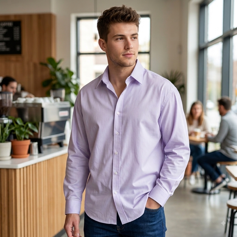 Shirt Fabric Raymond 100% cotton Slub Colour Light Lavender