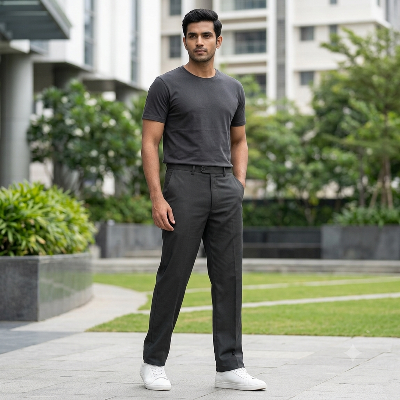 Trouser Fabric Donear Giza Cotton Stretchable Plain Colour Onyx Grey