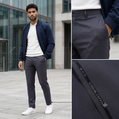 Trouser Fabric Donear Giza Cotton Check Colour Purplish Grey