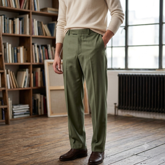 Trouser Fabric Raymond Pure Cotton Stretchable Plain Color Pickle Green