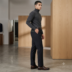 Trouser Fabric Reid & Taylor Super 130s Count 70%Wool Self Slub Color True Black