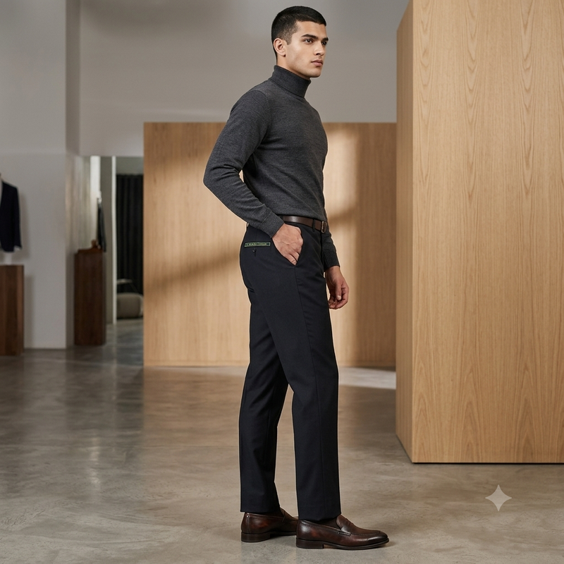 Trouser Fabric Reid & Taylor Super 130s Count 70%Wool Self Slub Color True Black