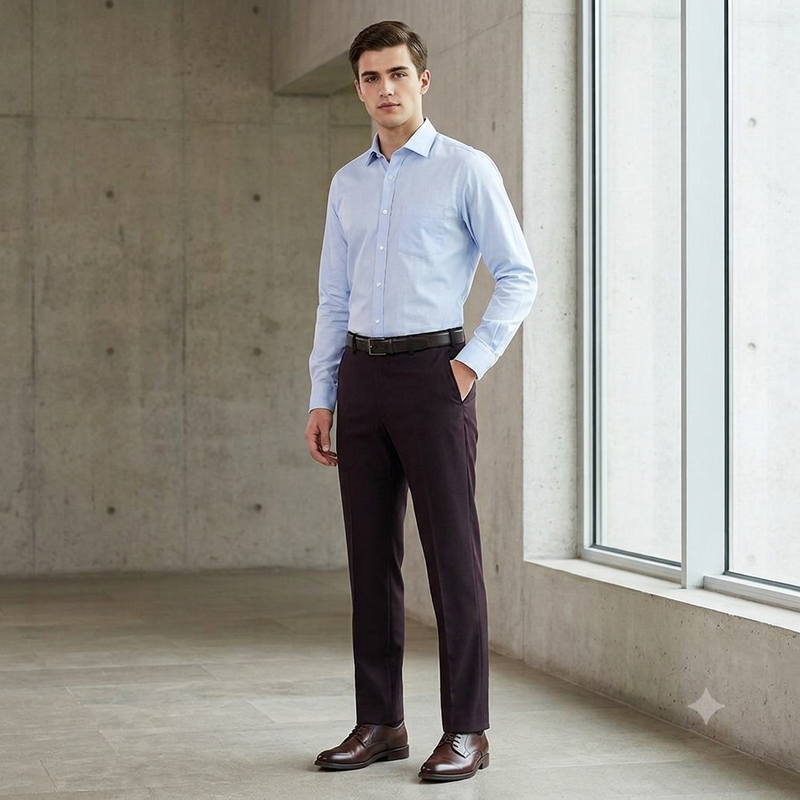 Trouser Fabric Reid & Taylor Super 130s Count 70%Wool Plain Weave Color Dark Maroon