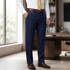 Trouser Fabric Reid & Taylor Super 130s Count 70%Wool Structure Color Navy Blue