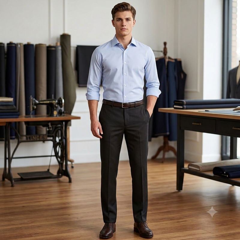 Trouser Fabric Reid & Taylor Super 140s Count 45%Wool Plain Weave Color Bistre Brown