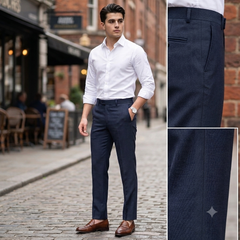 Trouser Fabric Reid & Taylor Super 140s Count 70%Wool Micro Structured Color Worsted Blue