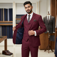 Suit Fabric Siyaram TR Plain Color Blood Red