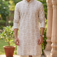 Kurta Fabric ManTire Designer Silk Art Deco Geometric Embroidery Colour Dusty Rose