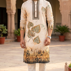 Kurta Fabric ManTire Designer Pv Printed Colour Oyster Pink