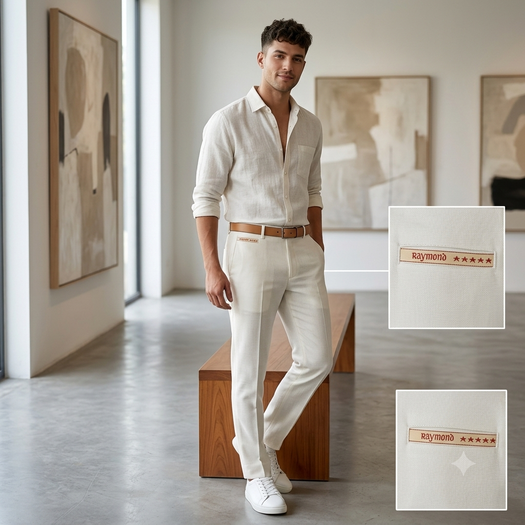 Trouser Fabric Raymond 100s Count PV Plain Colour Off White
