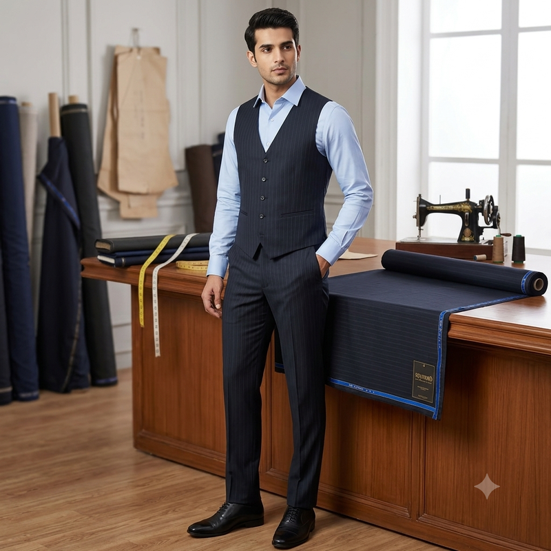 Trouser Fabric Raymond PV Lining Colour Dark Blue