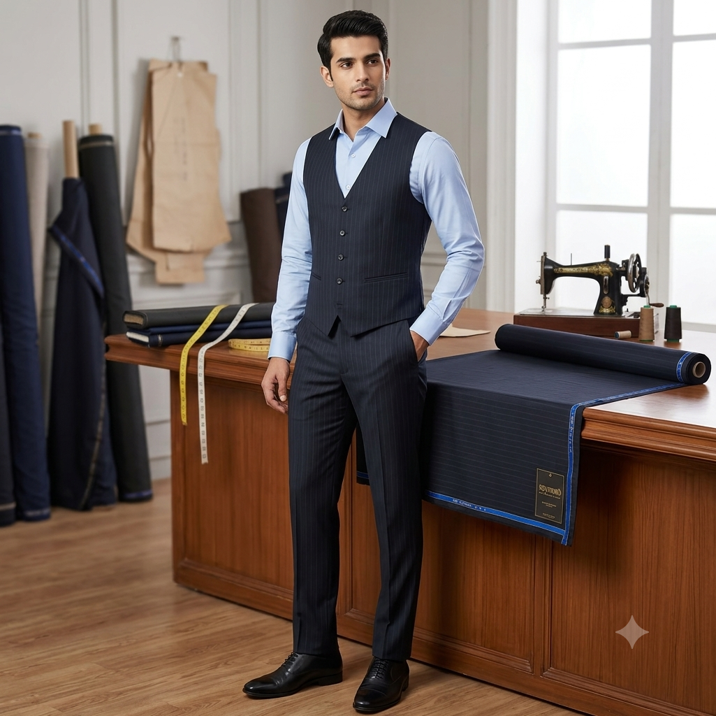 Trouser Fabric Raymond PV Lining Colour Dark Blue