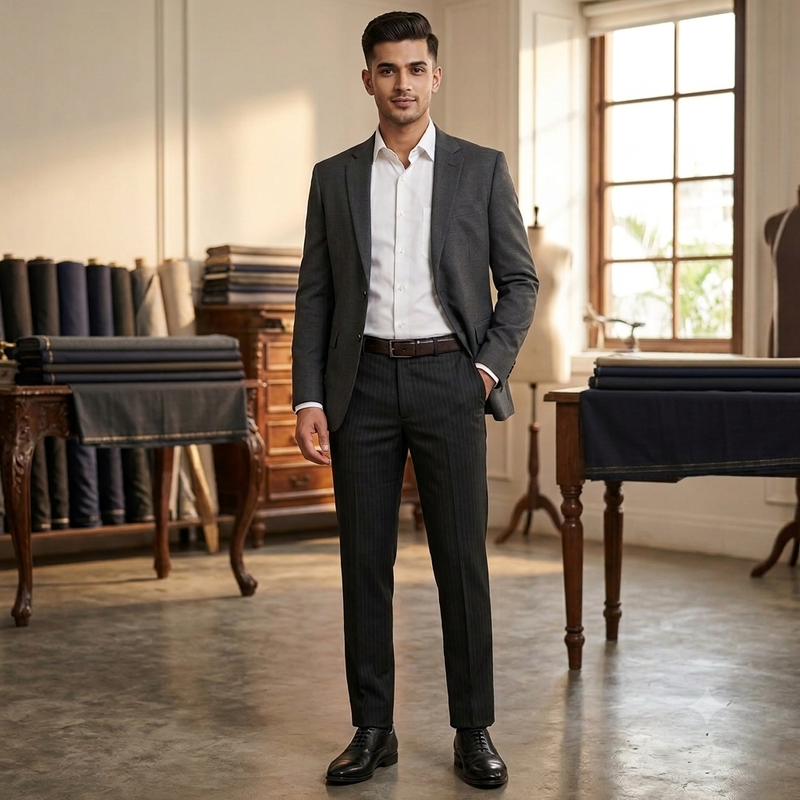 Trouser Fabric Raymond PV Lining With Textured Colour Black