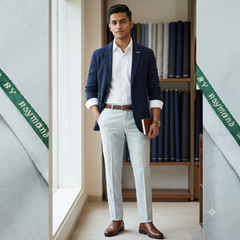 Trouser Fabric Raymond PV Broad Check Colour Pistachio Green