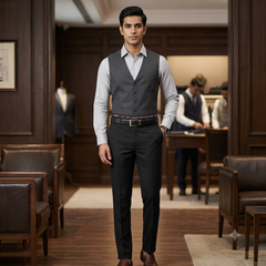 Trouser Fabric Raymond PV Pin Check Colour Black