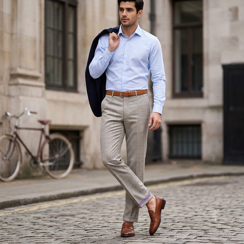 Trouser Fabric Raymond PV Check Colour Sadn Brown