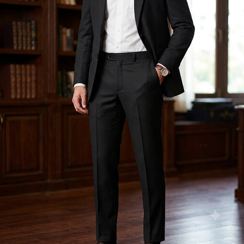 Trouser Fabric Raymond PV Pin Lining Colour Black