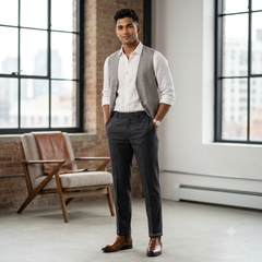 Trouser Fabric Raymond PV Mix Check Colour Blackish Grey